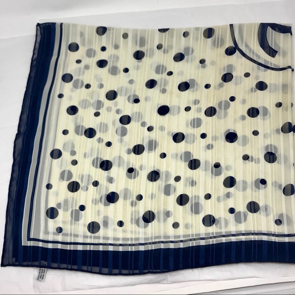 Chanel Navy & White Silk Chiffon 90cm Scarf - Picture 5 of 9